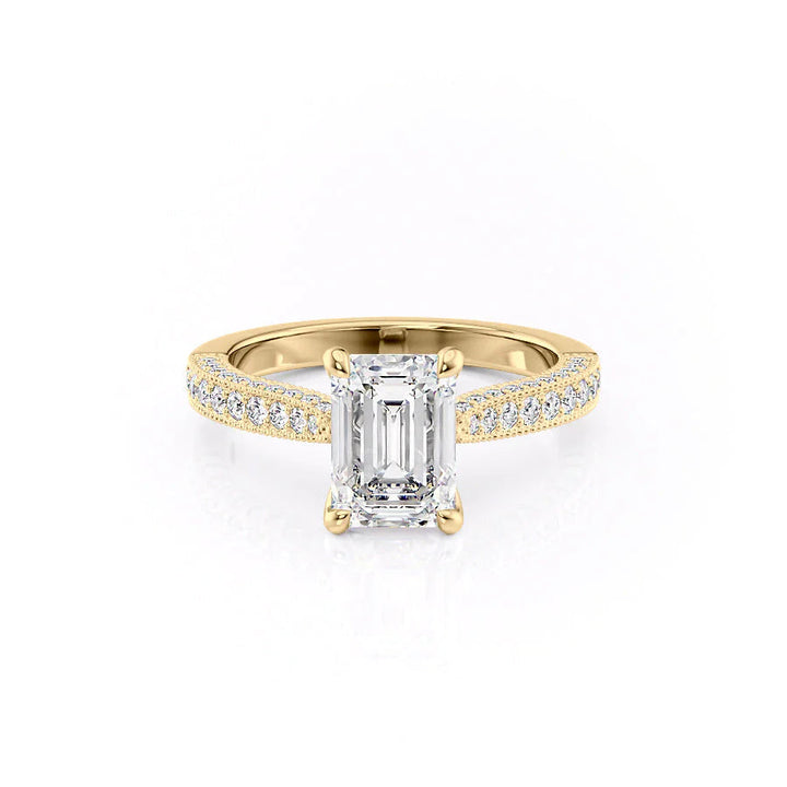 The Josephine Set With Emerald Vintage Moissanite#material_14k-gold