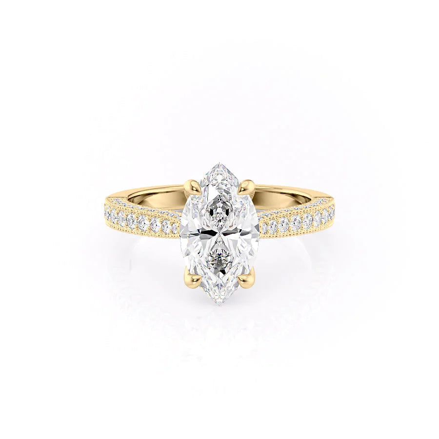 The Josephine Set With Marquise Vintage Lab Diamond 1 Carat 14K Gold#material_14k-gold