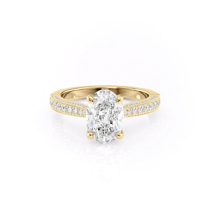 The Josephine Set With Oval Vintage Lab Diamond 1 Carat 14K Gold#material_14k-gold