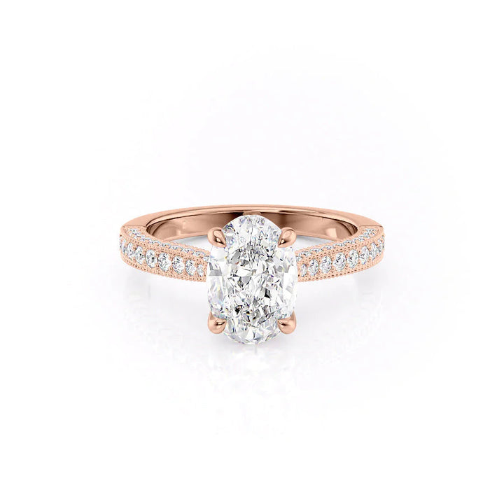 The Josephine Set With Oval Vintage Lab Diamond 1 Carat 14K Rose#material_14k-rose