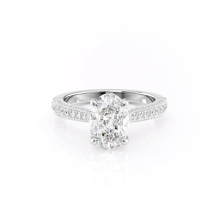 The Josephine Set With Oval Vintage Lab Diamond 1 Carat 14K White#material_14k-white