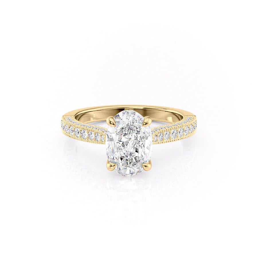 The Josephine Set With Oval Vintage Lab Diamond 1 Carat 18K Gold#material_18k-gold