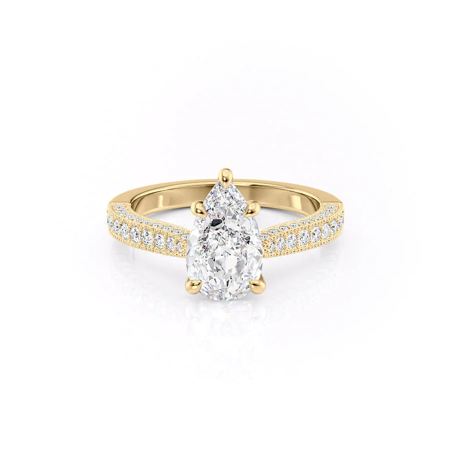 The Josephine Set With Pear Vintage Lab Diamond 1 Carat 14K Gold#material_14k-gold