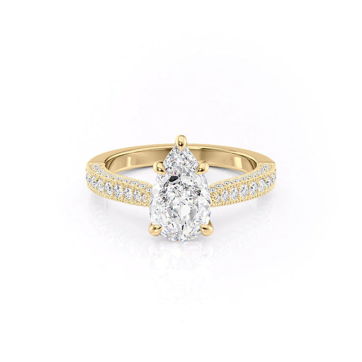 The Josephine Set With Pear Vintage Lab Diamond 1 Carat 14K Gold#material_14k-gold