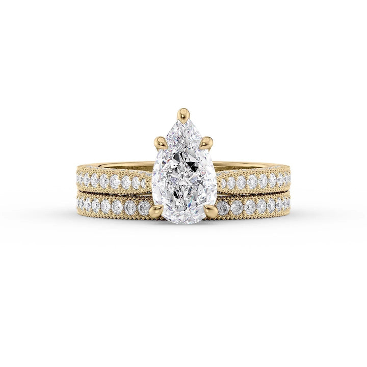 The Josephine Set With Pear Vintage Moissanite#material_14k-gold