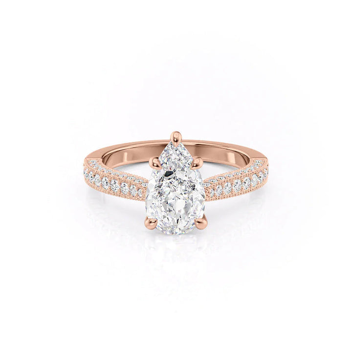 The Josephine Set With Pear Vintage Lab Diamond 1 Carat 14K Rose#material_14k-rose