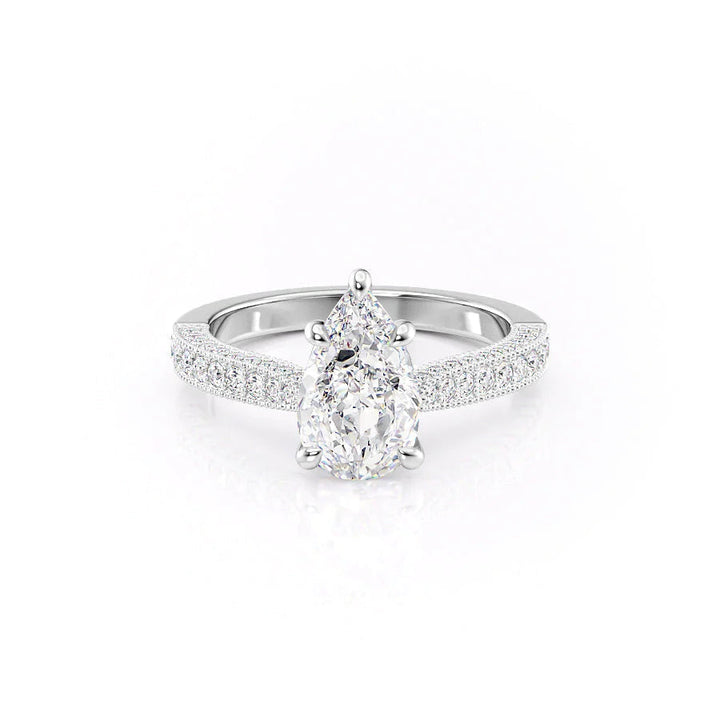 The Josephine Set With Pear Vintage Moissanite#material_14k-white