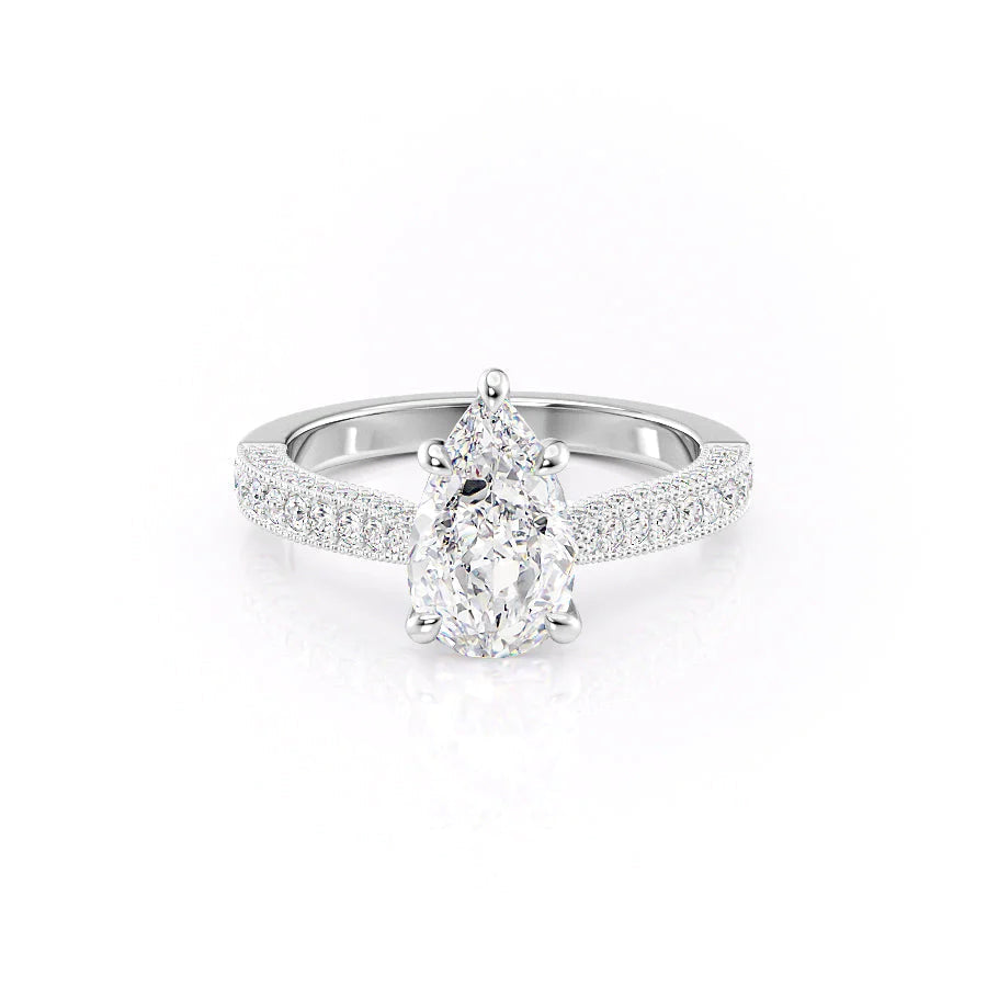 The Josephine Set With Pear Vintage Moissanite#material_18k-white