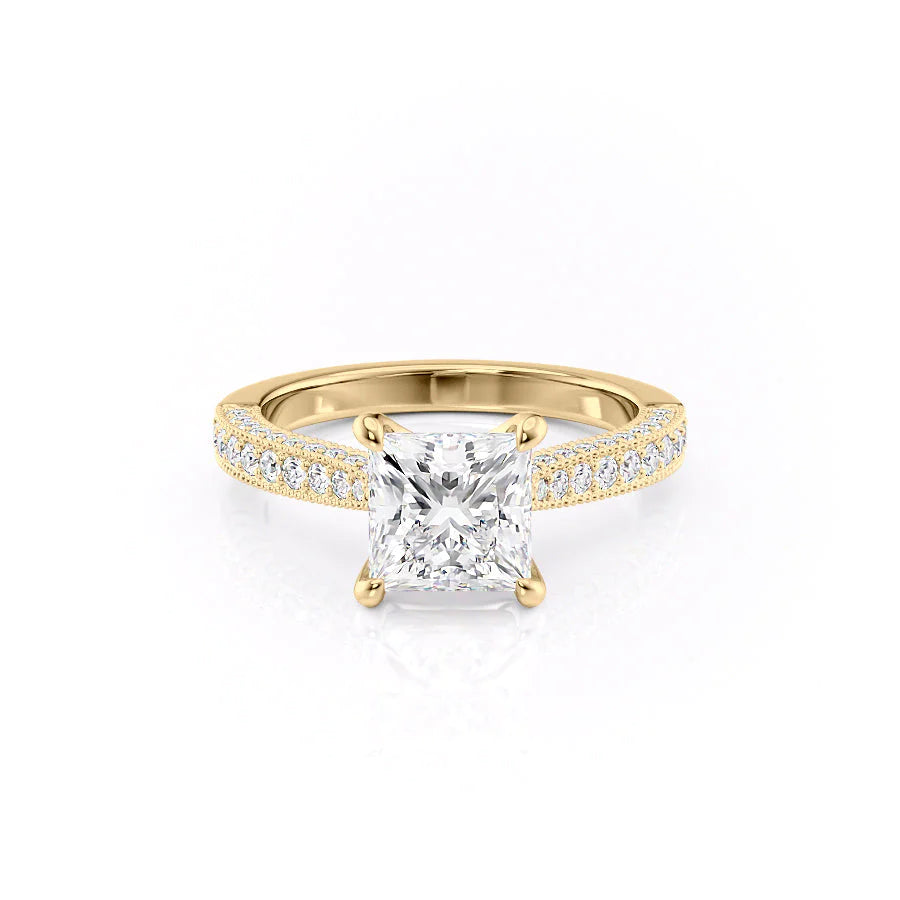 The Josephine Set With Princess Vintage Lab Diamond 1 Carat 14K Gold#material_14k-gold