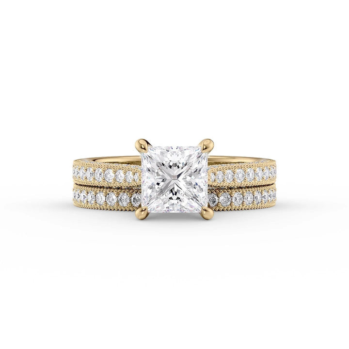 The Josephine Set With Princess Vintage Lab Diamond 2 Carat 14K Gold#material_14k-gold