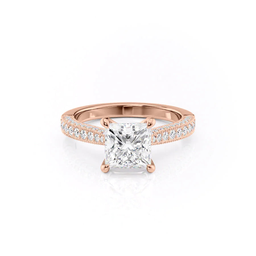 The Josephine Set With Princess Vintage Lab Diamond 1 Carat 14K Rose#material_14k-rose