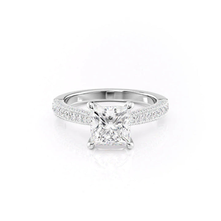 The Josephine Set With Princess Vintage Lab Diamond 1 Carat 14K White#material_14k-white