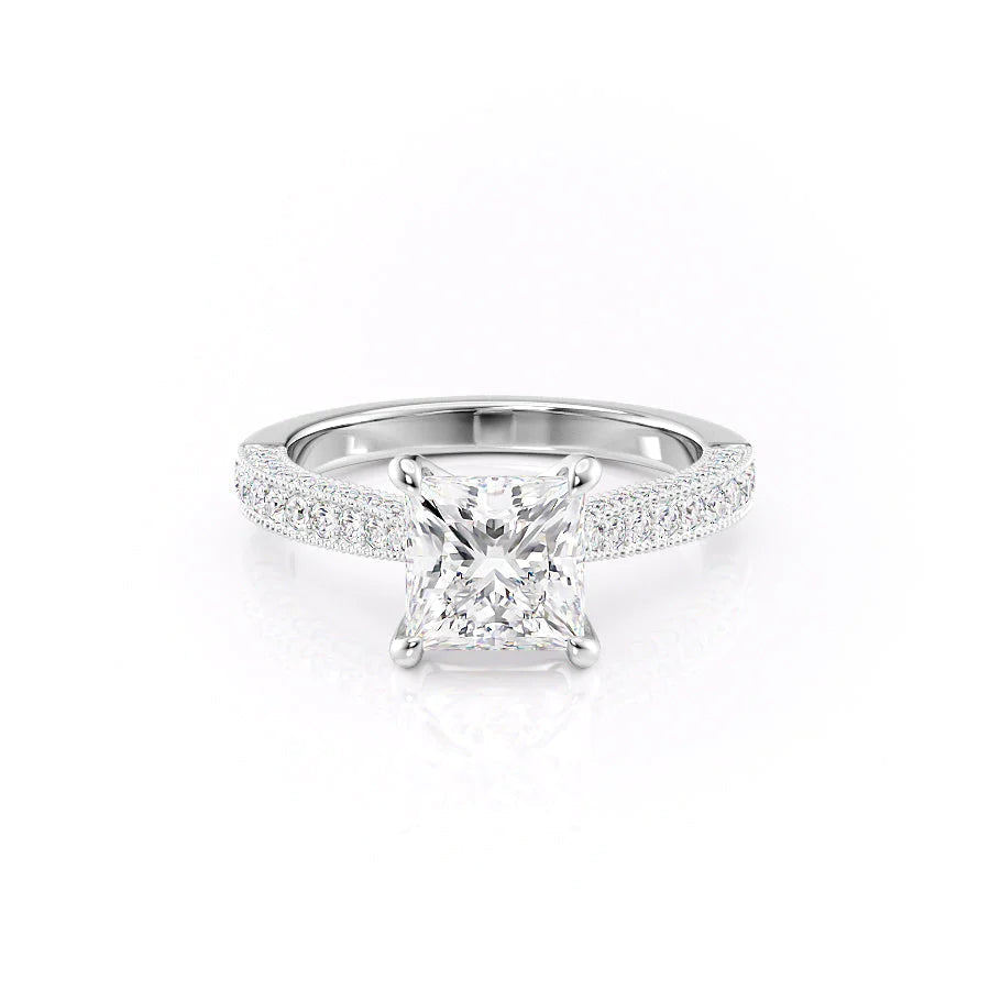 The Josephine Set With Princess Vintage Moissanite#material_14k-white