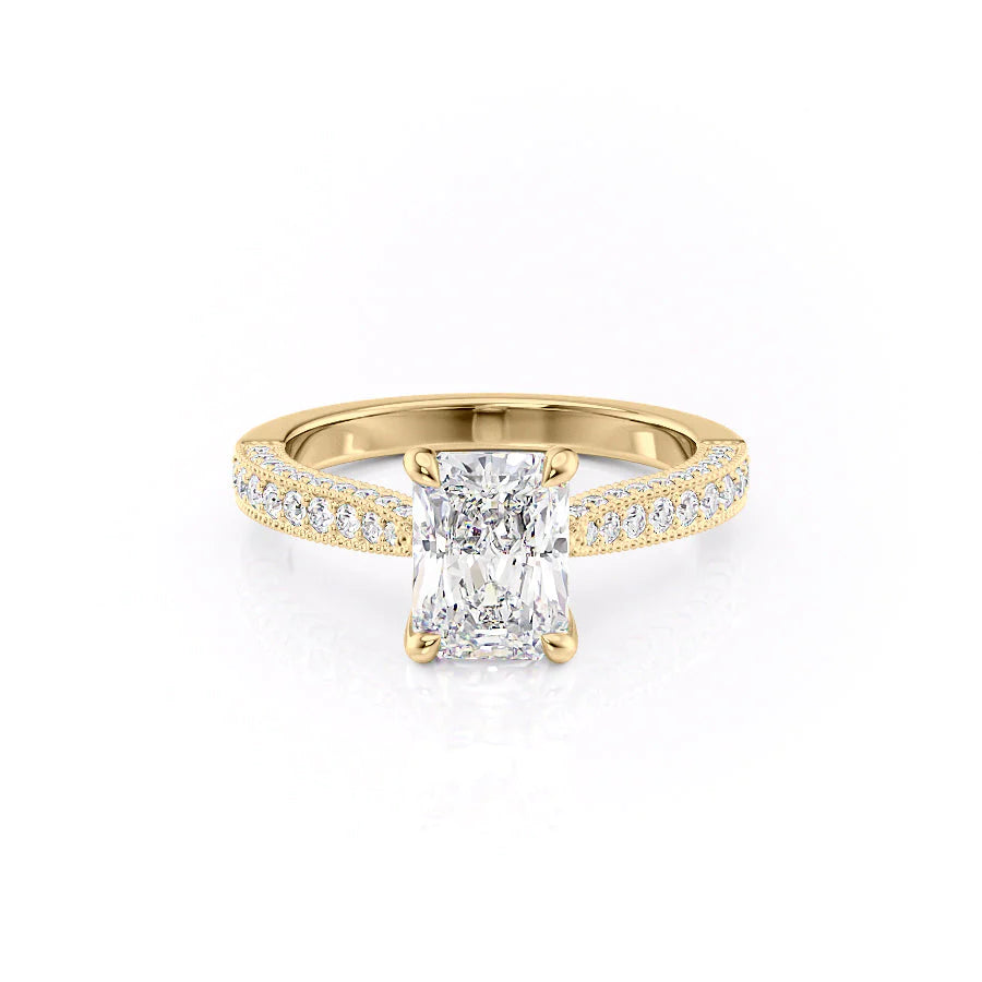 The Josephine Set With Radiant Vintage Lab Diamond 1 Carat 14K Gold#material_14k-gold