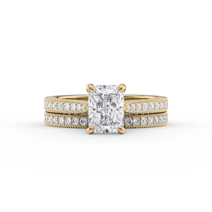 The Josephine Set With Radiant Vintage Moissanite#material_14k-gold