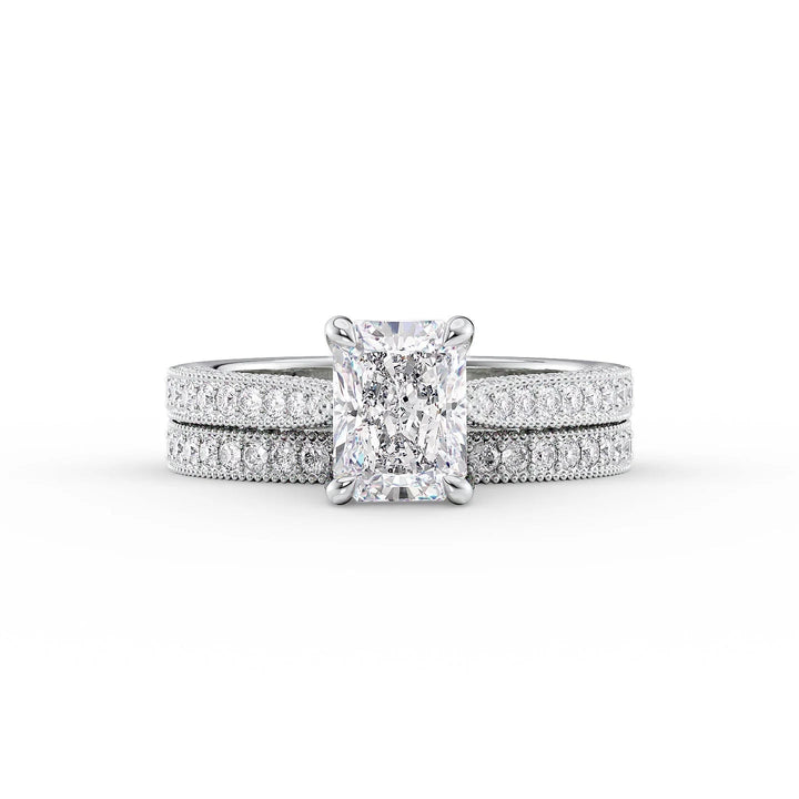 The Josephine Set With Radiant Vintage Lab Diamond 2 Carat 14K White#material_14k-white