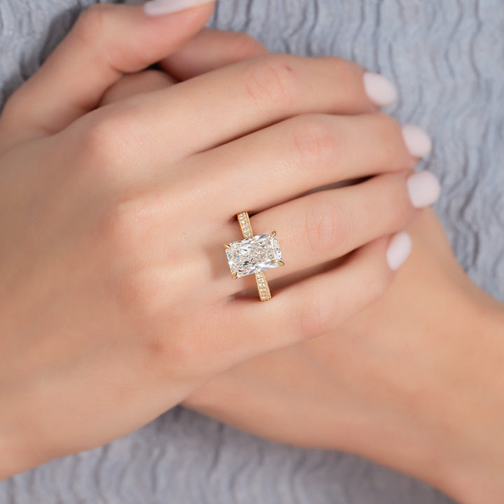 The Josephine Radiant Lab Diamond Moissanite Engagement Ring *Shown with 5 ct #material_gold