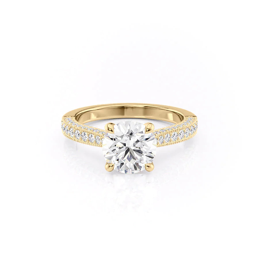 The Josephine Set With Round Vintage Lab Diamond 1 Carat 14K Gold#material_14k-gold