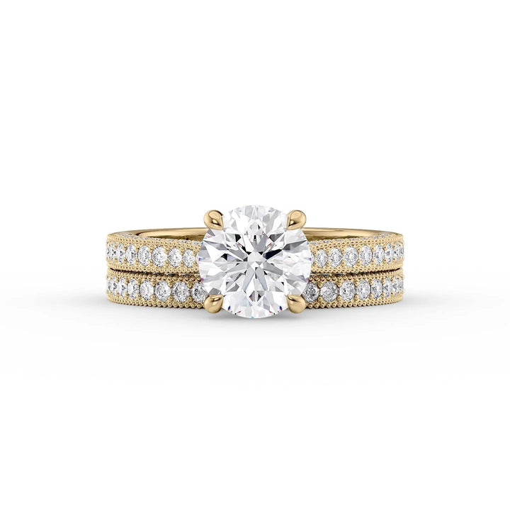 The Josephine Set With Round Vintage Lab Diamond 2 Carat 14K Gold#material_14k-gold