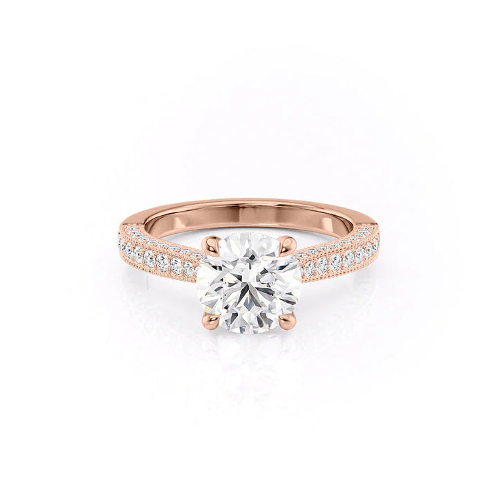 The Josephine Set With Round Vintage Lab Diamond 1 Carat 14K Rose#material_14k-rose