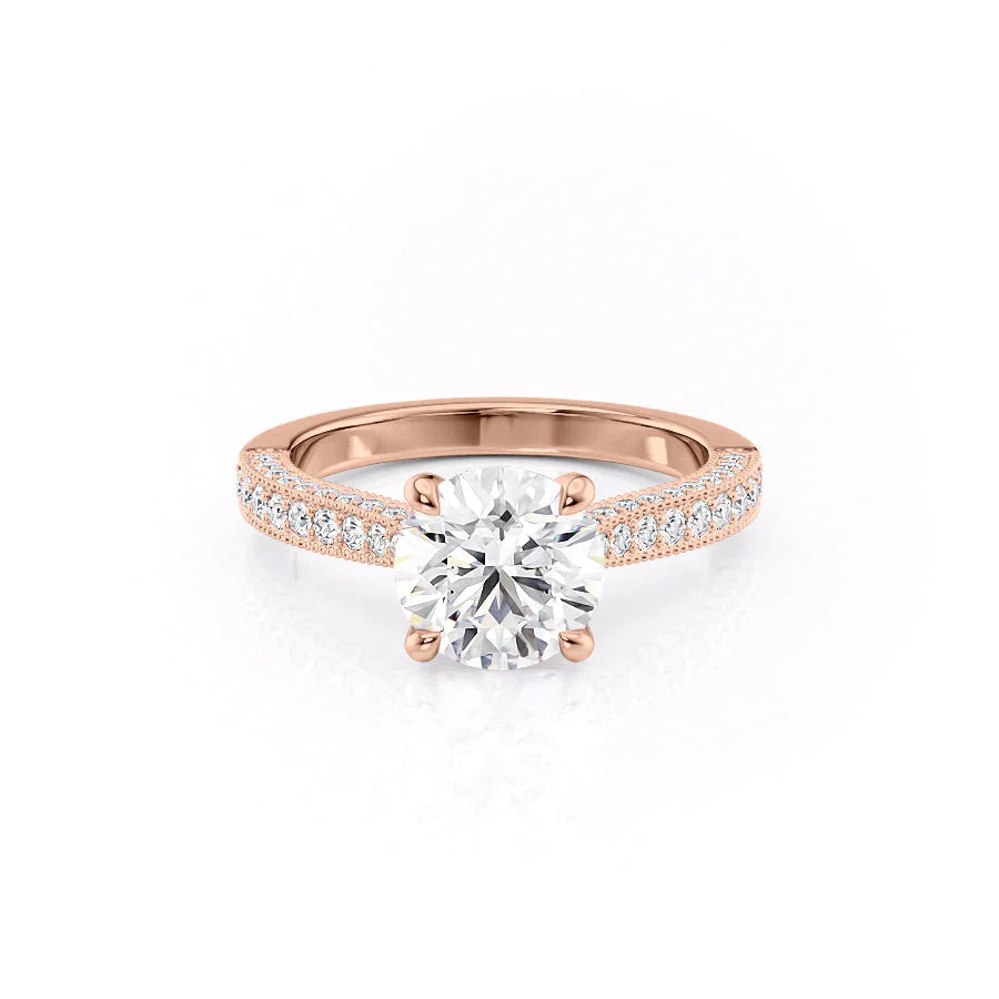 The Josephine Set With Round Vintage Moissanite#material_14k-rose