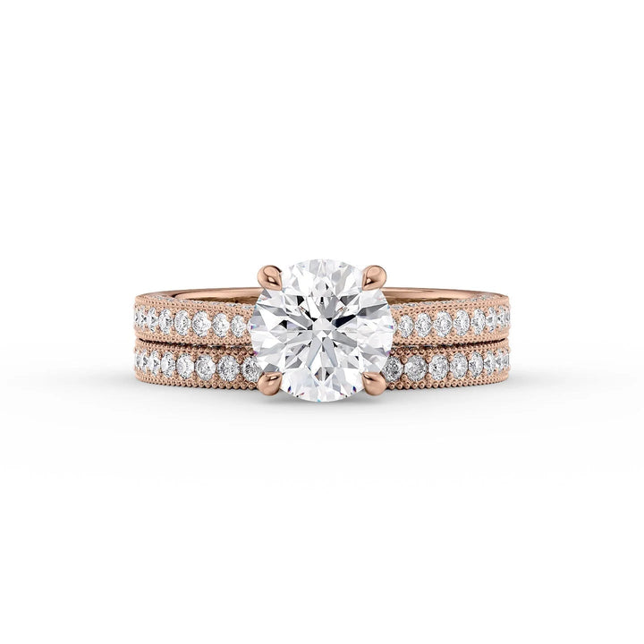 The Josephine Set With Round Vintage Lab Diamond 2 Carat 14K Rose#material_14k-rose