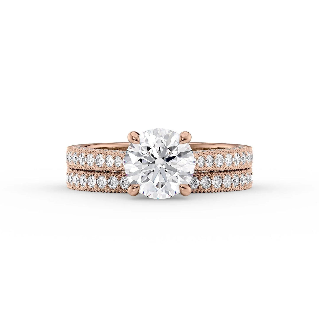 The Josephine Set With Round Vintage Moissanite#material_14k-rose