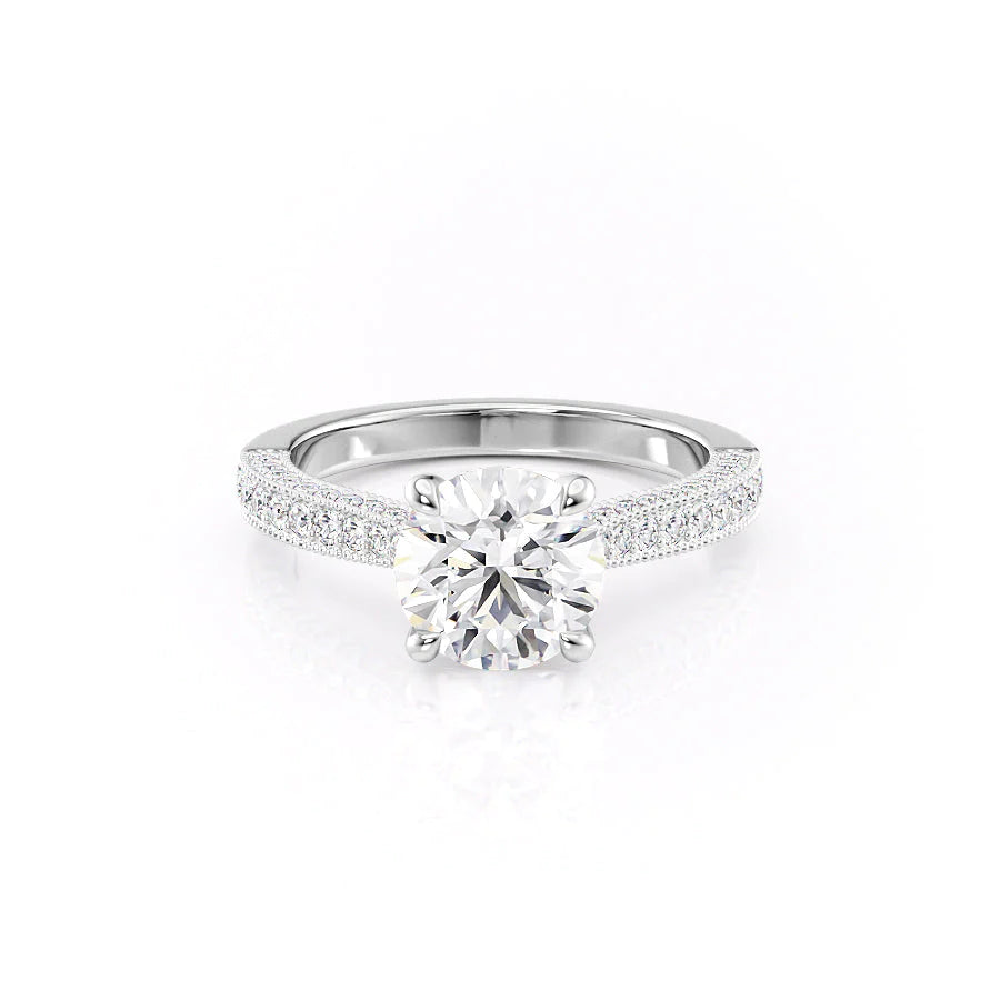 The Josephine Set With Round Vintage Lab Diamond 1 Carat 14K White#material_14k-white