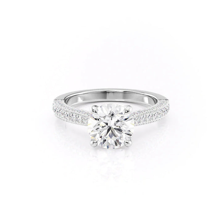 The Josephine Set With Round Vintage Lab Diamond 1 Carat 14K White#material_14k-white