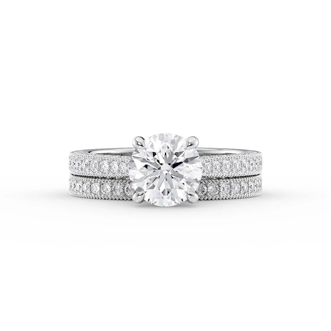 The Josephine Set With Round Vintage Lab Diamond 2 Carat 14K White#material_14k-white