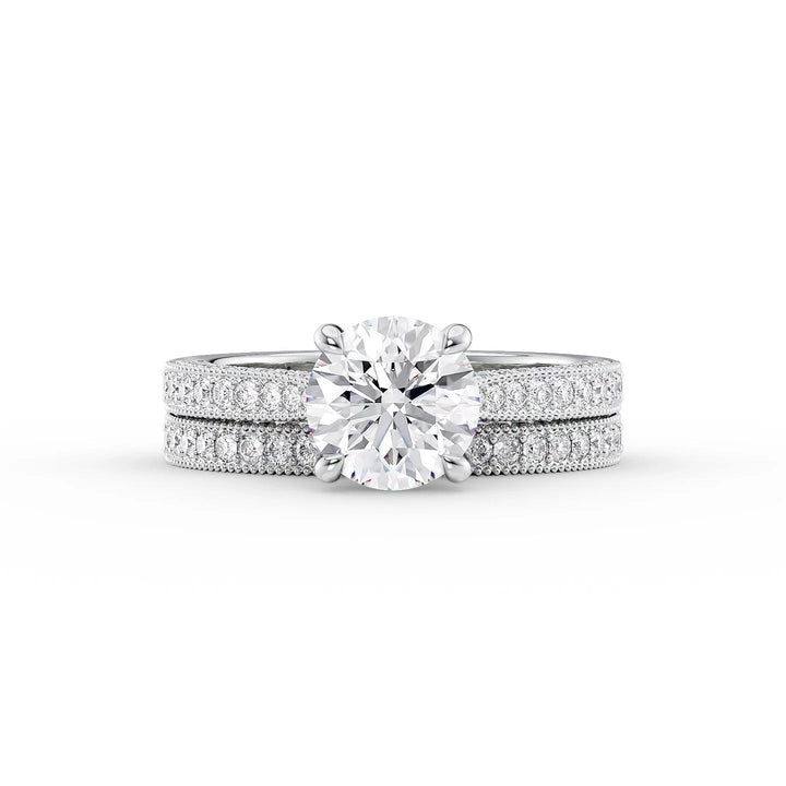 The Josephine Set With Round Vintage Lab Diamond 2 Carat 14K White#material_14k-white