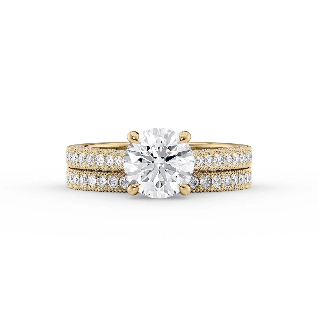 The Josephine Set With Round Vintage Lab Diamond 2 Carat 18K Gold#material_18k-gold