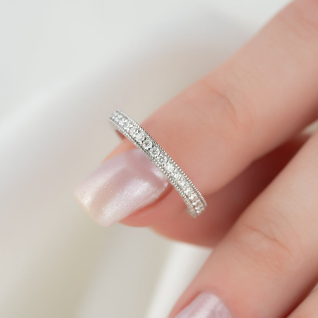 The Josephine Wedding Bands Diamonds Half Way 14K White#material_14k-white