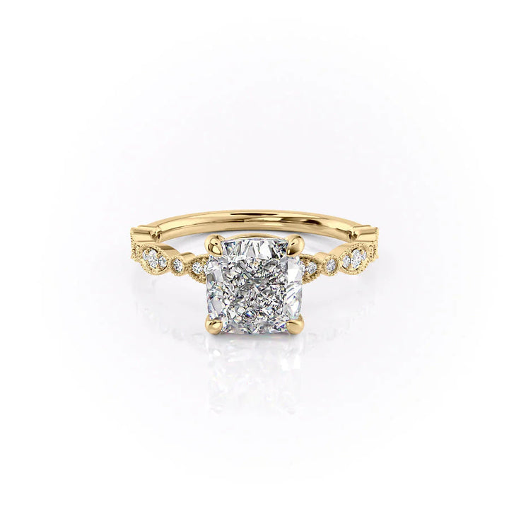 The Juliet Set With Cushion Vintage Lab Diamond 1 Carat 14K Gold#material_14k-gold