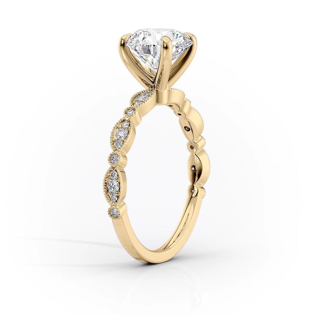 The Juliet Set With Cushion Vintage Lab Diamond 1.5 Carat 14K Gold#material_14k-gold