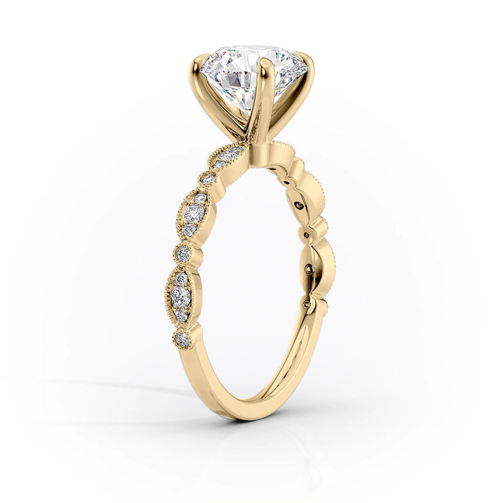 The Juliet Set With Cushion Vintage Lab Diamond 1.5 Carat 14K Gold#material_14k-gold