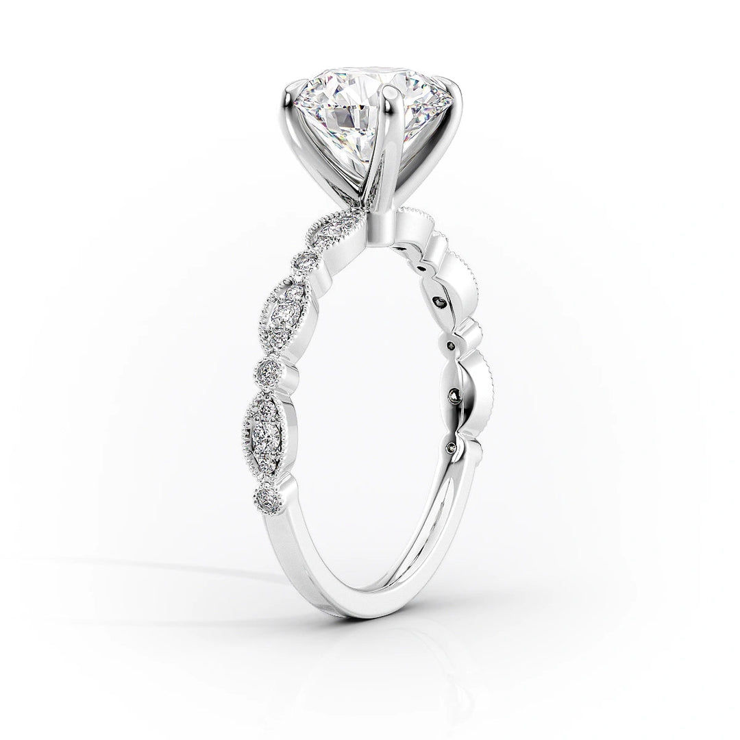 The Juliet Set With Cushion Vintage Lab Diamond 1.5 Carat 14K White#material_14k-white