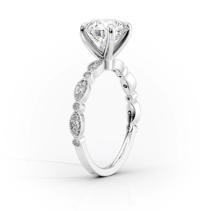 The Juliet Set With Cushion Vintage Lab Diamond 1.5 Carat 14K White#material_14k-white