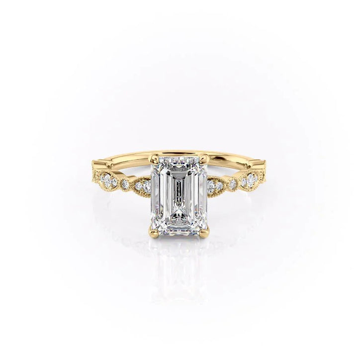 The Juliet Set With Emerald Vintage Moissanite#material_14k-gold