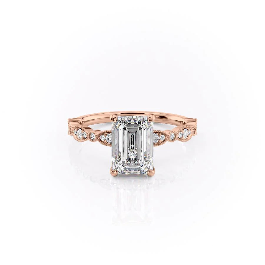 The Juliet Set With Emerald Vintage Moissanite#material_14k-rose