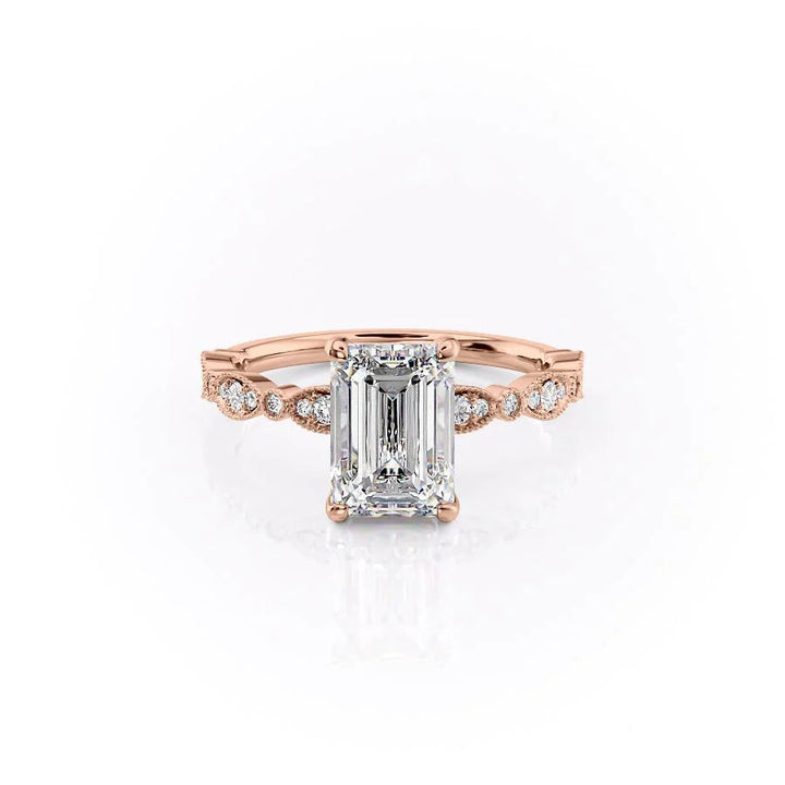 The Juliet Set With Emerald Vintage Moissanite#material_14k-rose