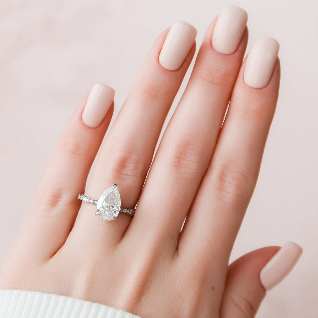 The Juliet Set With Pear Vintage Lab Diamond 2 Carat 14K White#material_14k-white