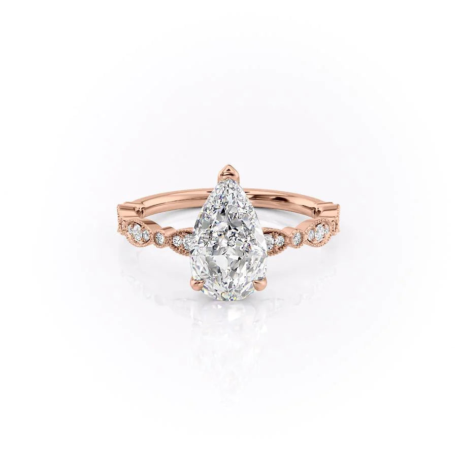 The Juliet Set With Pear Vintage Lab Diamond 1 Carat 18K Rose#material_18k-rose