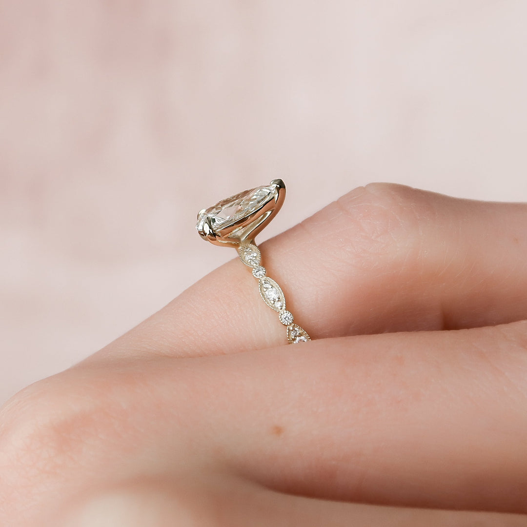 The Juliet Pear Lab Diamond Moissanite Engagement Ring