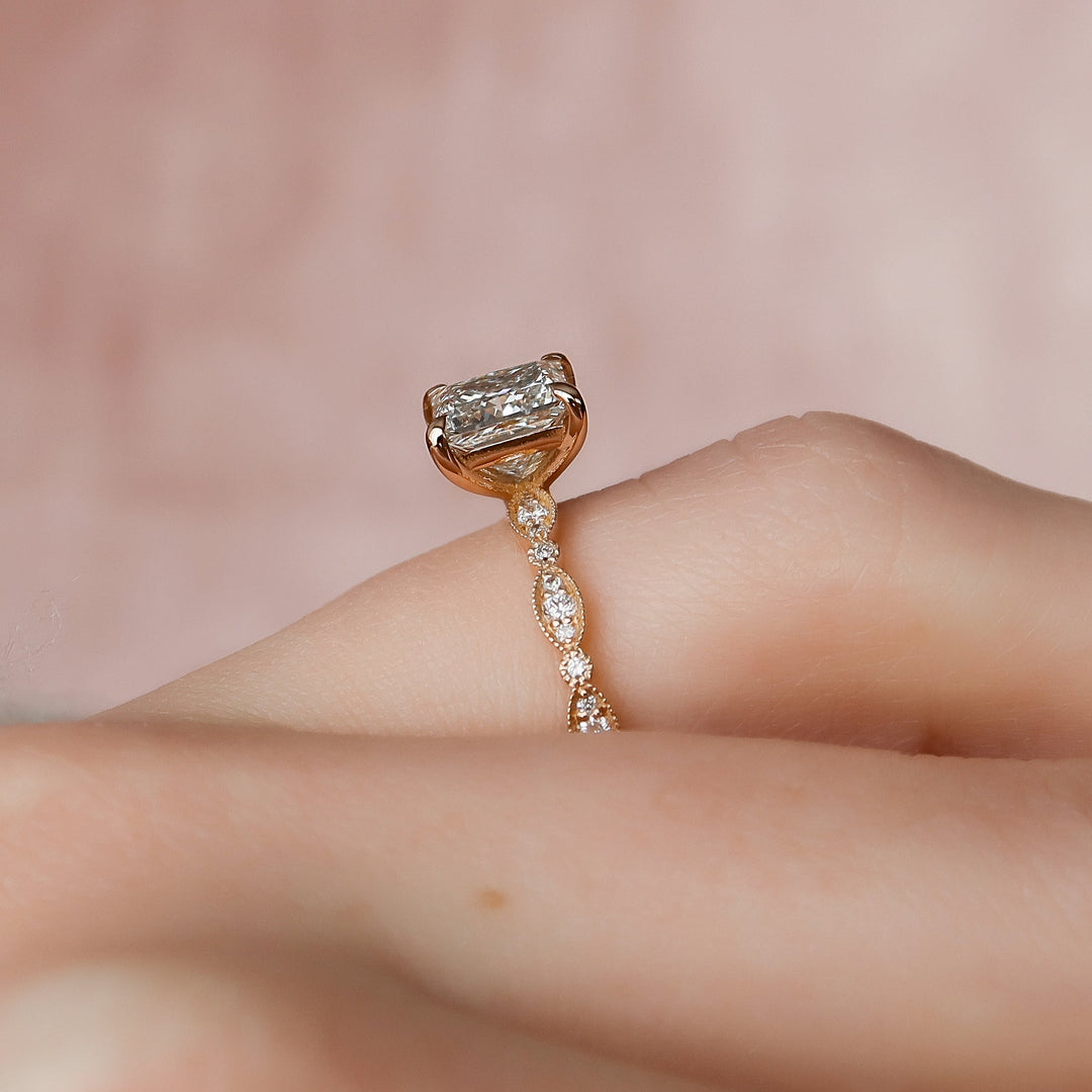 The Juliet Set With Princess Vintage Moissanite#material_14k-rose