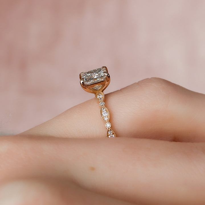 The Juliet Princess Lab Diamond Moissanite Engagement Ring *Shown with 2 ct #material_rose