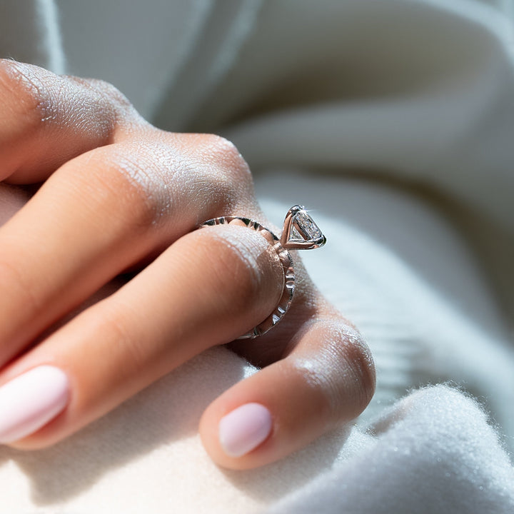 The Juliet Princess Lab Diamond Moissanite Engagement Ring *Shown with 1.5 ct #material_white