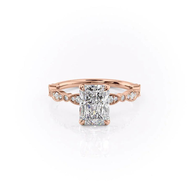 The Juliet Set With Radiant Vintage Lab Diamond 1 Carat 14K Rose#material_14k-rose