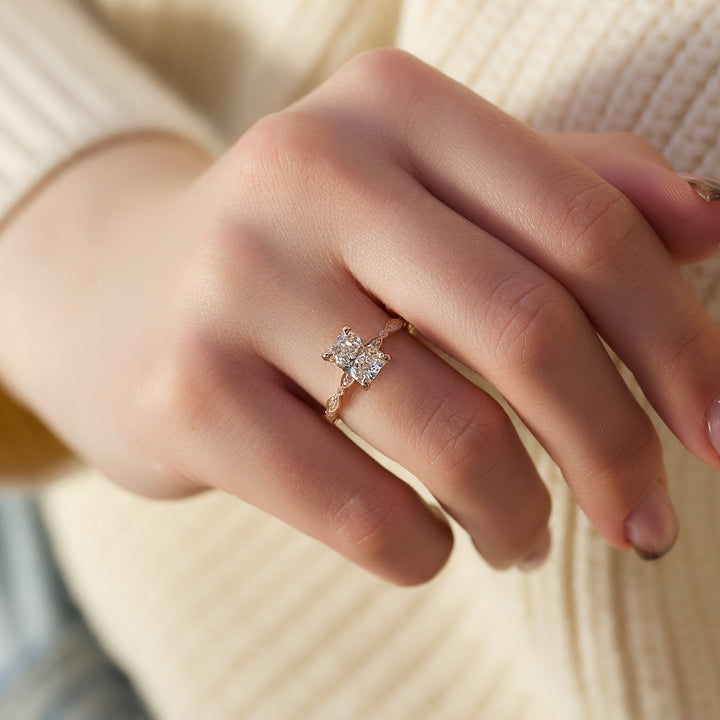 The Juliet Set With Radiant Vintage Moissanite#material_14k-rose