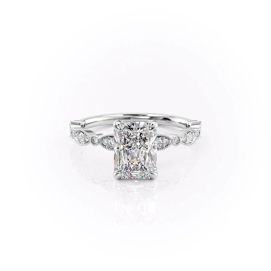 The Juliet Set With Radiant Vintage Lab Diamond 1 Carat 14K White#material_14k-white